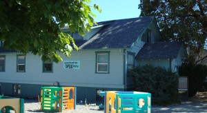 Bobaggins Outside View from Play Yard <b>Bobaggins Daycare & Learning Center at 8th and Cherry Port Angeles</b>